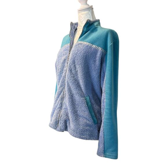 Wooly Bully Blue Fleece Womens Sz Large Full Zip Two Tone Blue Lightweight - Picture 16 of 16